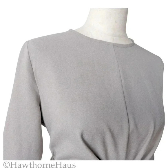 ASOS DESIGN Tie Wrap Around Mini Dress Size 8 Taupe 3/4 Sleeve Back Zip - Picture 4 of 11